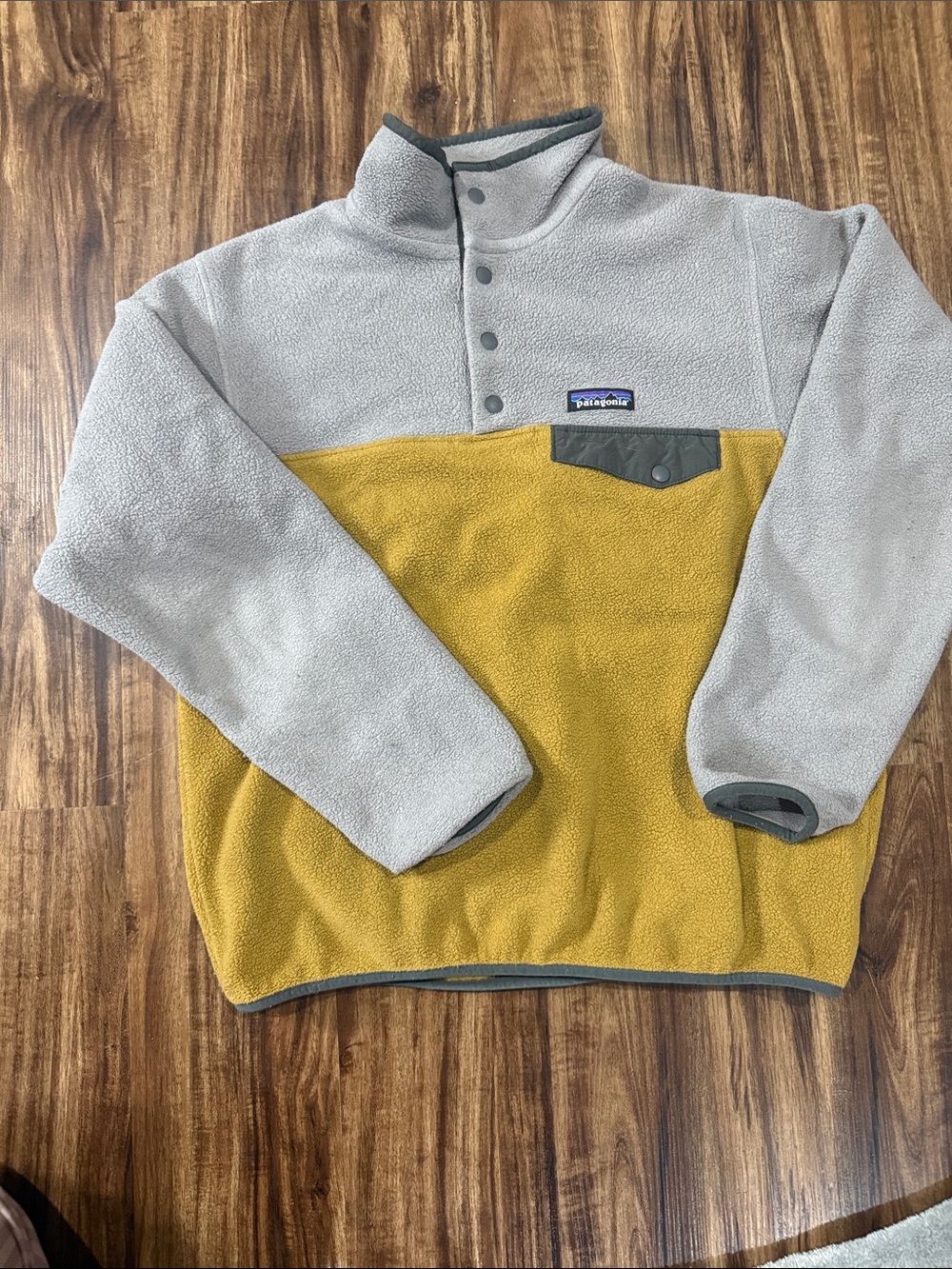 Patagonia Women's Two-Tone Snap Fleece Pullover - Gray and Mustard